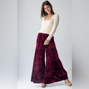 Velvet Palazzo Pant (Medium) Cranberry